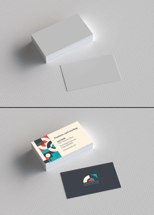 Adobe Stock - Stack of Business Cards on Dotted Background Mockup - 270239104