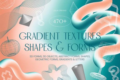 Gradient Textures Shapes 3D Objects Collection