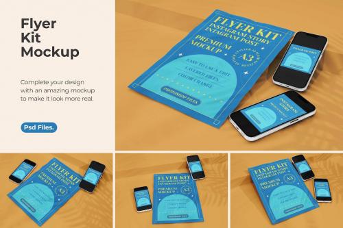A3 brochure with smartphone mockup