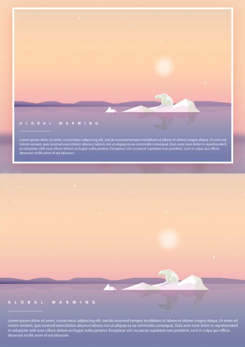 Adobe Stock - Climate Change Geometric Illustration Poster Layout with Polar Bear - 270474123