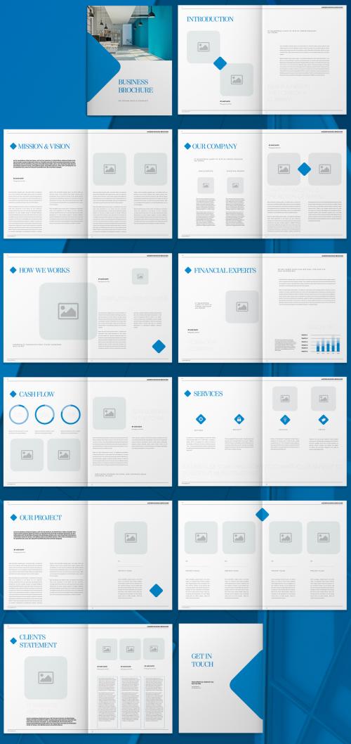 Adobe Stock - Blue Brochure Layout with Graphic Diamond Accents - 270677692