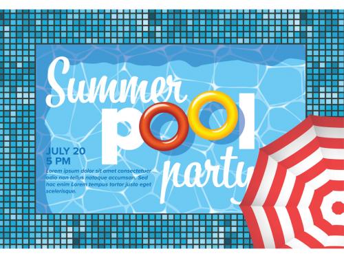 Adobe Stock - Graphic Summer Pool Party Invitation Flyer Layout - 270821819
