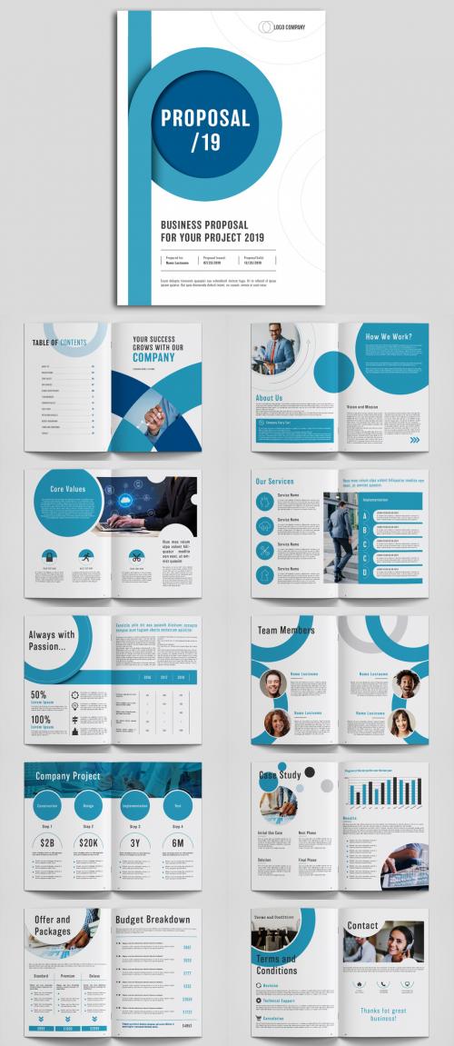 Adobe Stock - Business Proposal Layout with Blue Circular Accents - 270864748