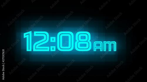 Adobe Stock - Neon Digital Clock Title - 271317631