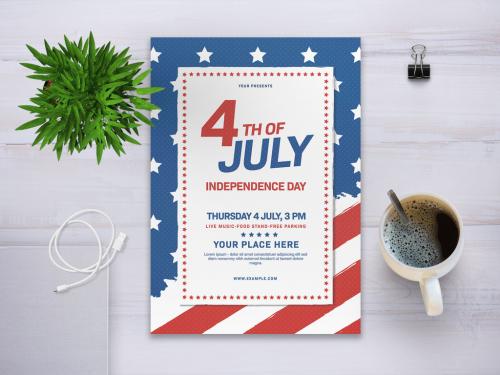 Adobe Stock - 4th of July Flyer Layout with Flag - 271329202