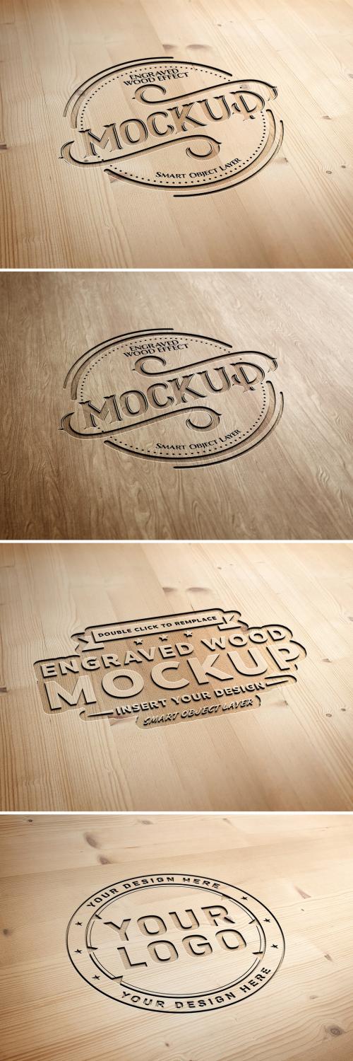 Adobe Stock - Engraved Wood Text Effect Mockup - 271822074