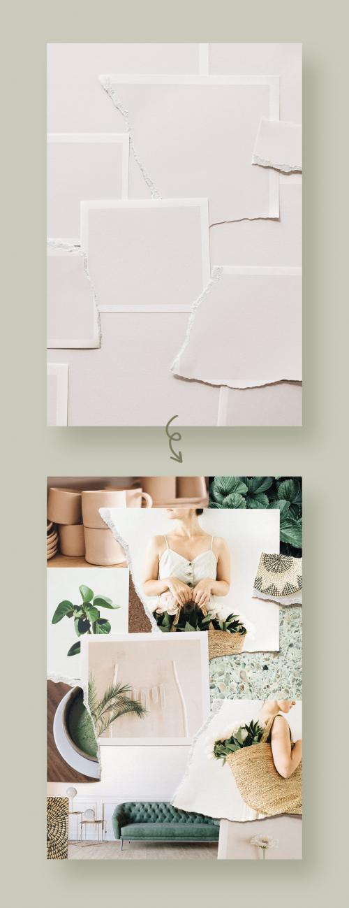 Adobe Stock - Realistic Torn Paper Photo Collage Mockup - 273752431