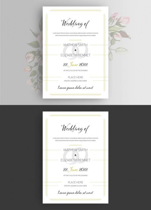 Adobe Stock - Wedding Invitation Layout with Gold Lines - 274095456