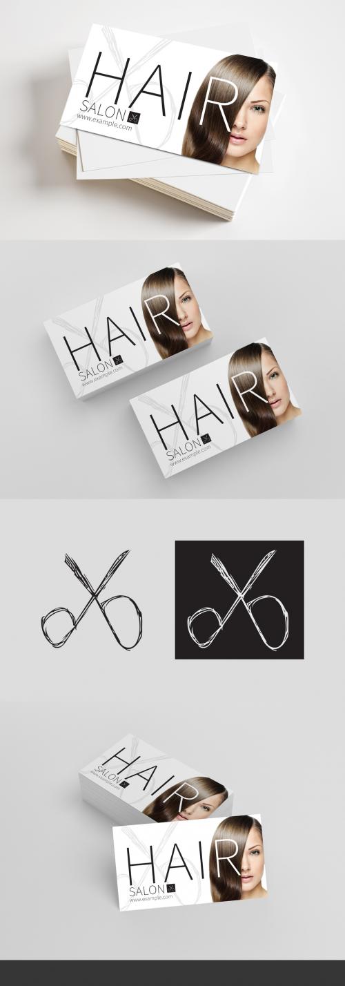 Adobe Stock - Business Card Layout for Hair Salon with Scissors Logo - 274097213