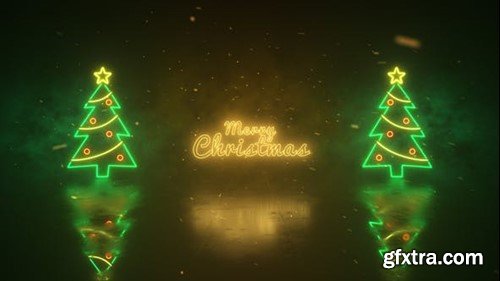 Videohive Christmas Neon Lights Wishes 49330817