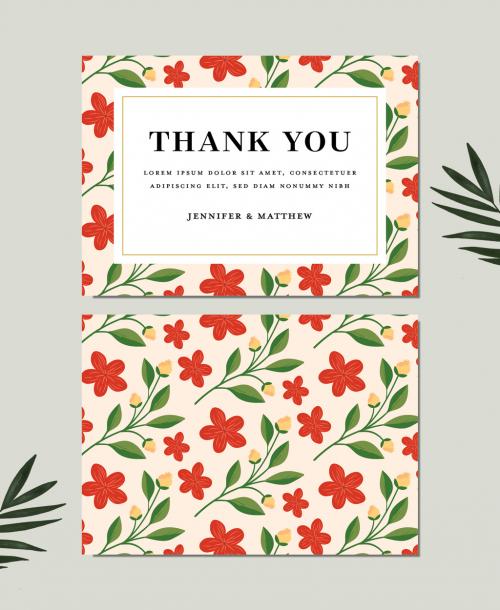 Adobe Stock - Illustrative Floral Thank You Card Layout - 274273693