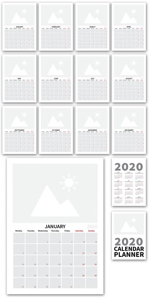 Adobe Stock - 2020 Calendar Layout - 275506821
