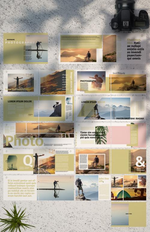 Adobe Stock - Photography Album Layout with Green Accents - 277429531