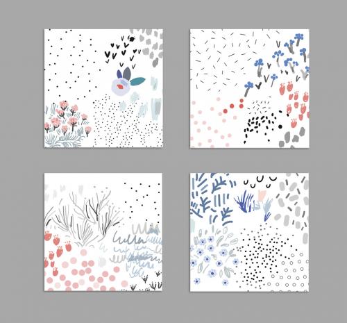 Adobe Stock - Set of Hand Drawn Floral Backgrounds - 277939845
