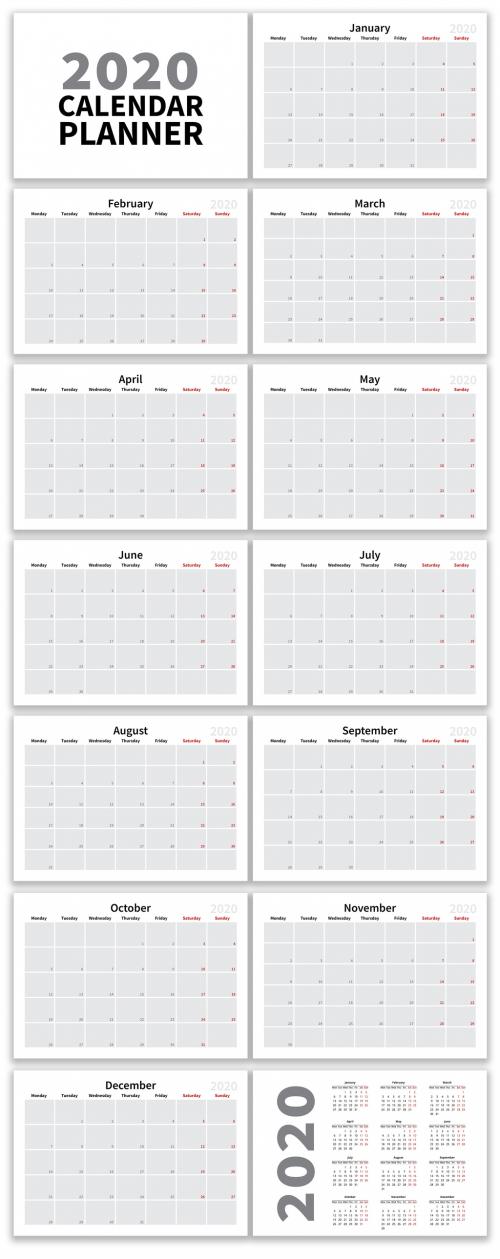 Adobe Stock - Minimalist 2020 Calendar Layout - 278088838