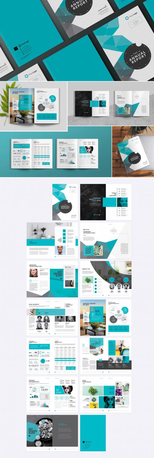 Adobe Stock - Annual Report Layout with Teal Elements - 278097276
