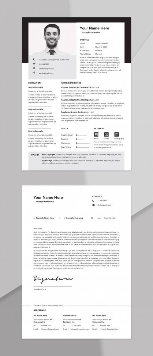 Adobe Stock - Resume Layout with Black and White Accents - 278627836