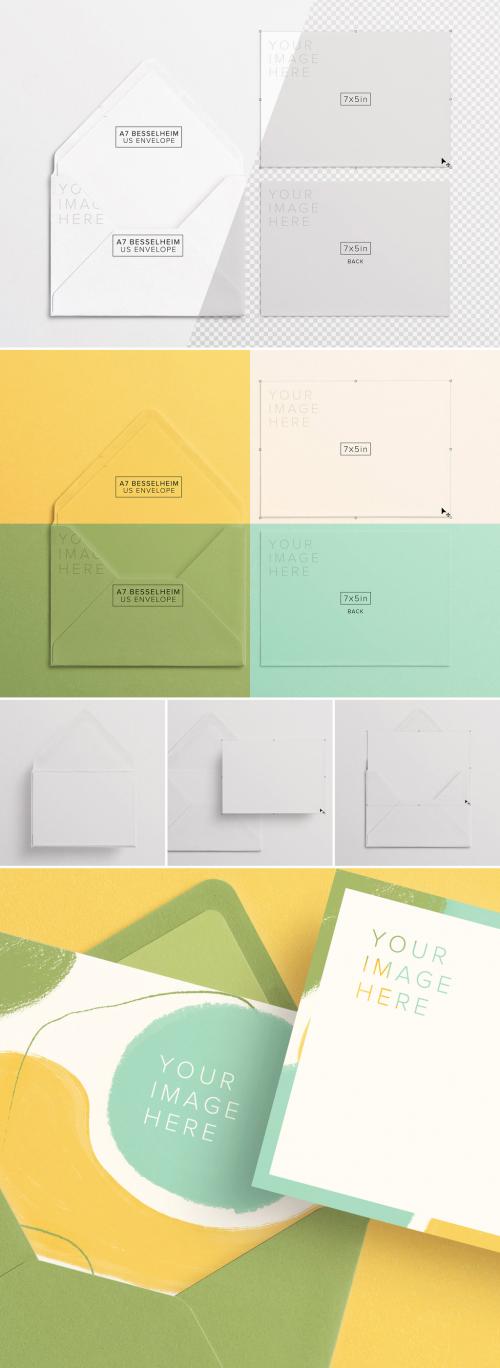 Adobe Stock - Card Front and Back with Envelope Mockup - 278818310