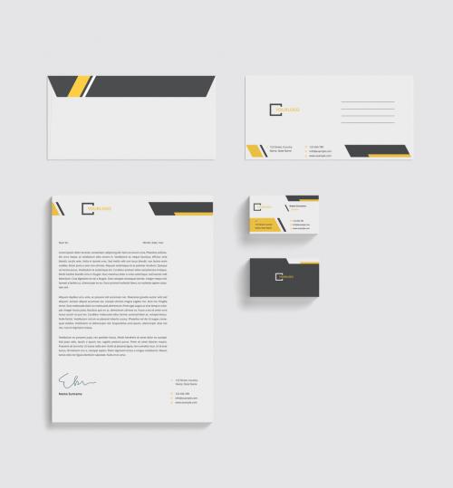 Adobe Stock - Stationery Set with Yellow and Grey Accents - 279208367