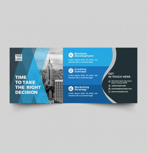 Adobe Stock - Advertising Banner Layout with Geometric Blue Elements - 279391858