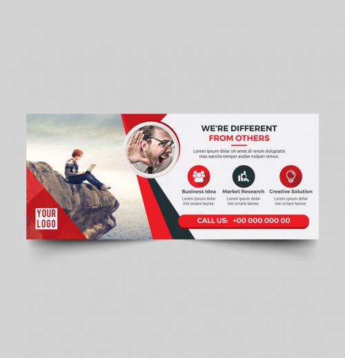 Adobe Stock - Advertising Banner Layout with Red Elements - 279391871