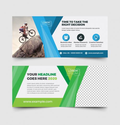 Adobe Stock - Advertising Banner Layout with Blue and Green Accents - 279391884