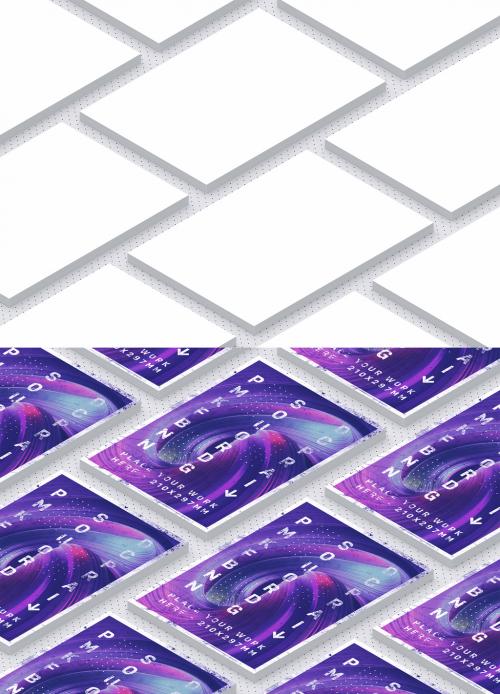 Adobe Stock - 10 Posters on Dotted Background Mockup - 281334214