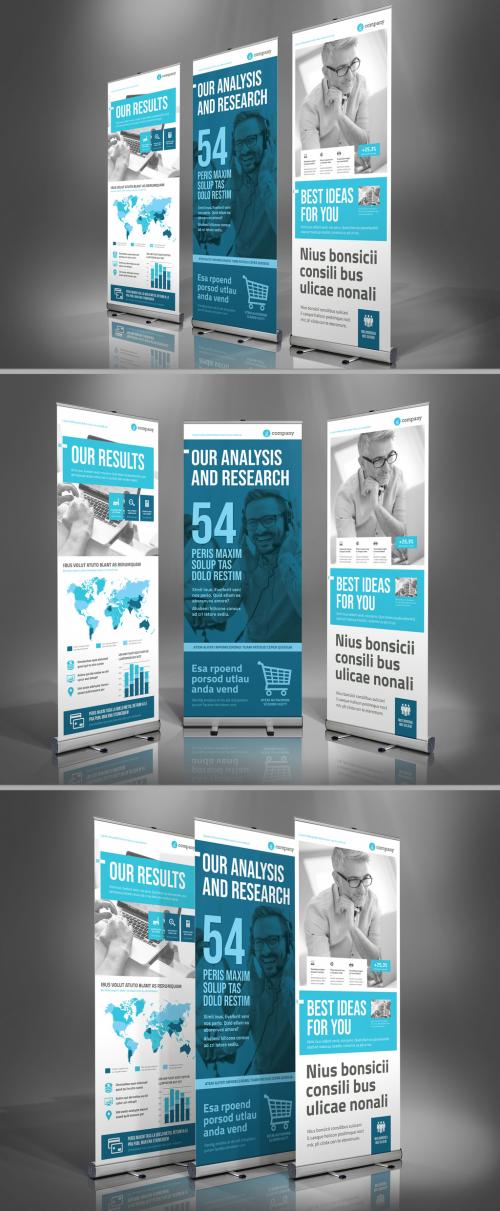 Adobe Stock - Business Roll-Up Banner Layout in Teal - 281647377
