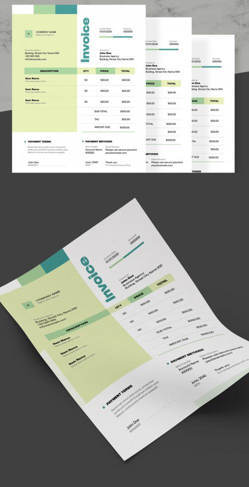 Adobe Stock - Invoice Layout with Green Accents - 281826682