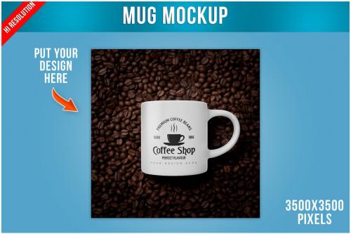 Mug Mockup with Coffee Beans