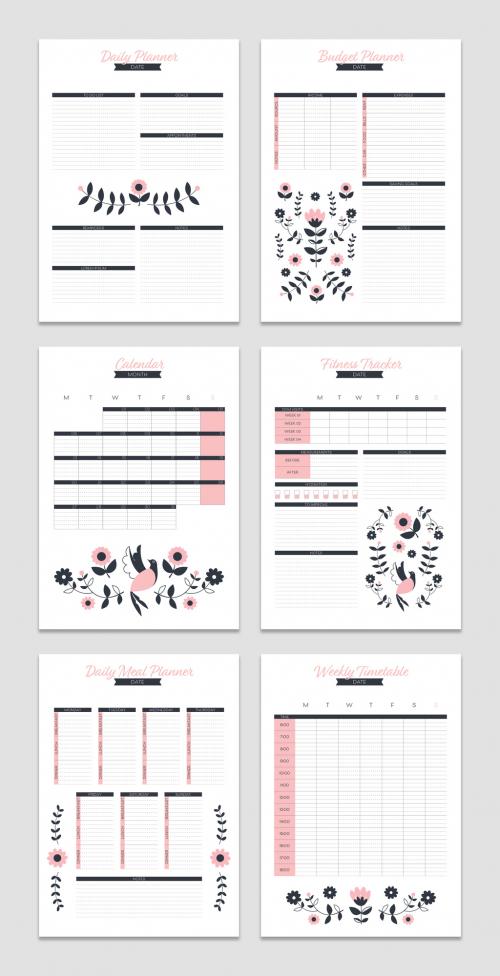 Adobe Stock - Monthly Planner with Floral Elements - 282312540