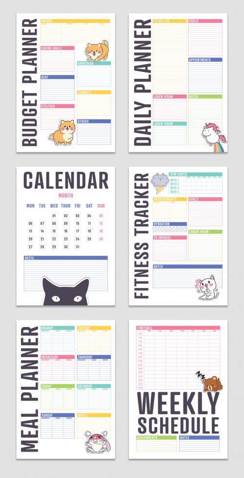 Adobe Stock - Planner with Sticker-style Illustrations - 282312552