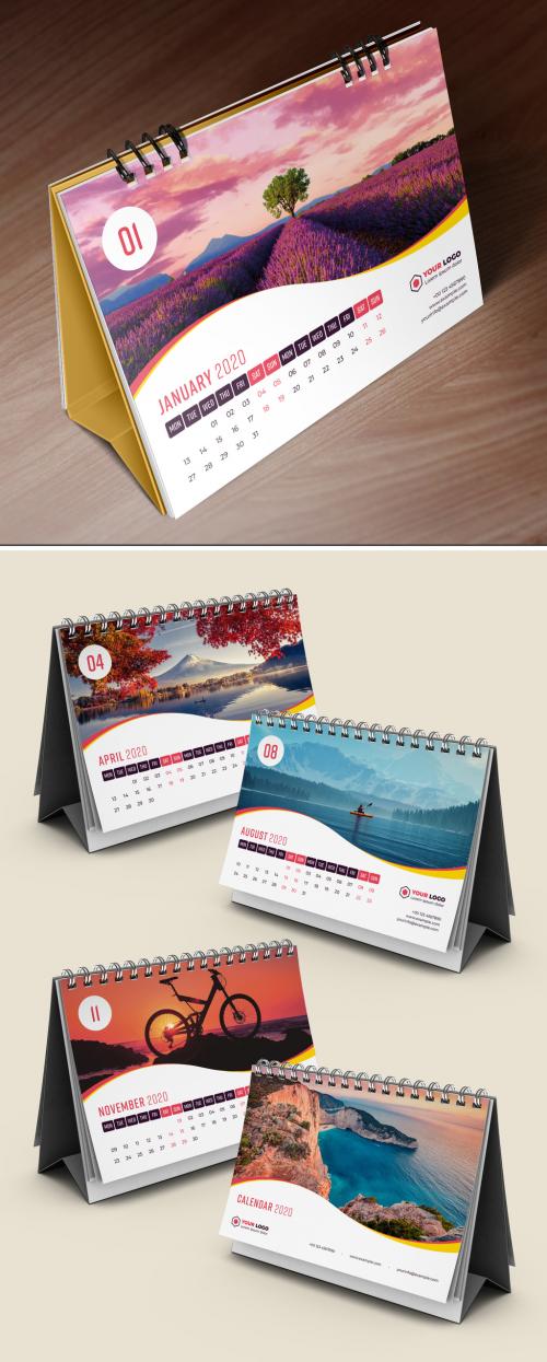 Adobe Stock - Desk Calendar Layout with Red and Yellow Accents - 282478082