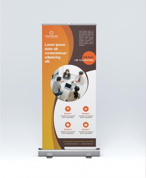 Adobe Stock - Roll-Up Banner Layout with Orange Gradients - 282939033