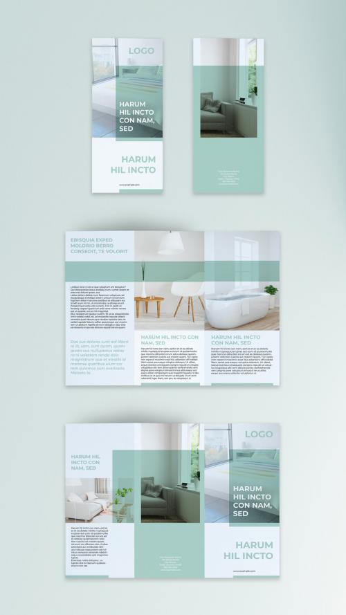Adobe Stock - Trifold Brochure Layout with Pastel Green Elements - 284376909