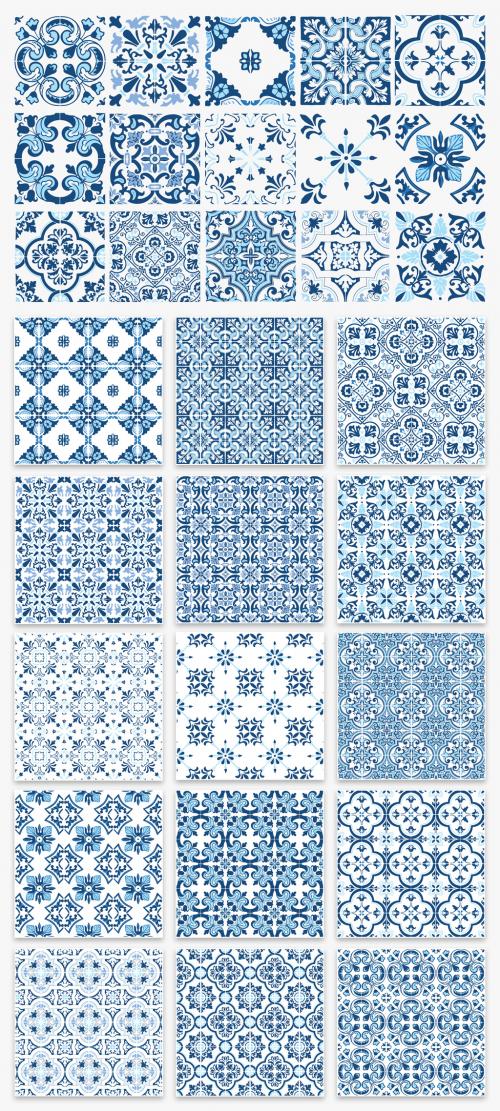 Adobe Stock - Mediterranean Blue Tile Pattern Set - 285117590