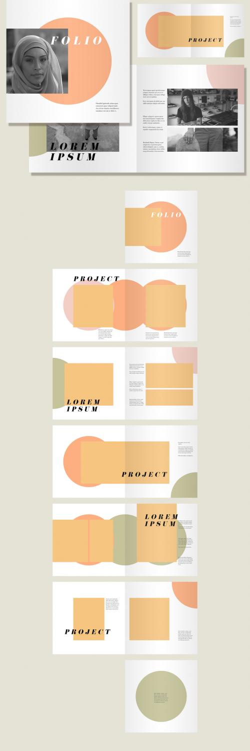 Adobe Stock - Portfolio Brochure Layout with Orange and Green Circle Elements - 286579320