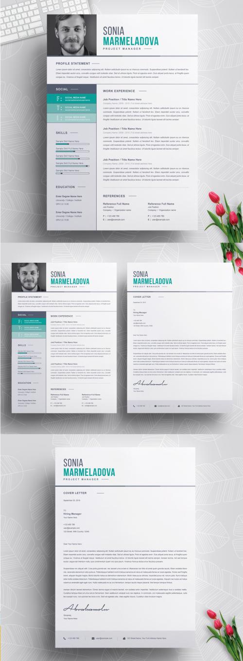 Adobe Stock - Resume Layout Set with Teal Gradients - 286745187