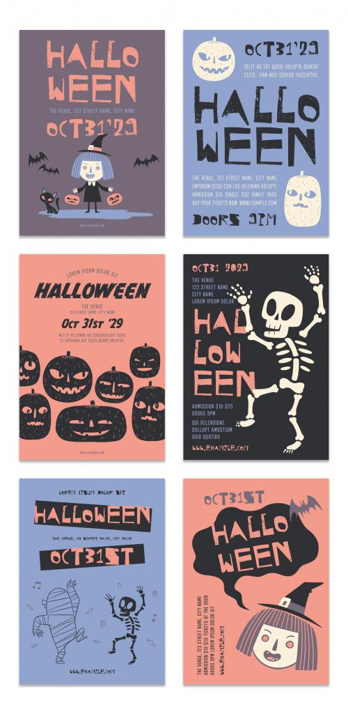 Adobe Stock - Cartoon Style Halloween Events Flyers Layouts - 287640262