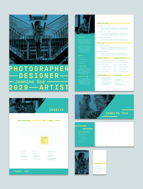 Adobe Stock - Blue Personal Branding Set Layouts with Yellow Accents - 287640263