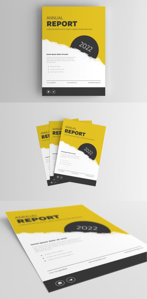 Adobe Stock - Annual Report Cover Layout with Yellow Accents - 288204179