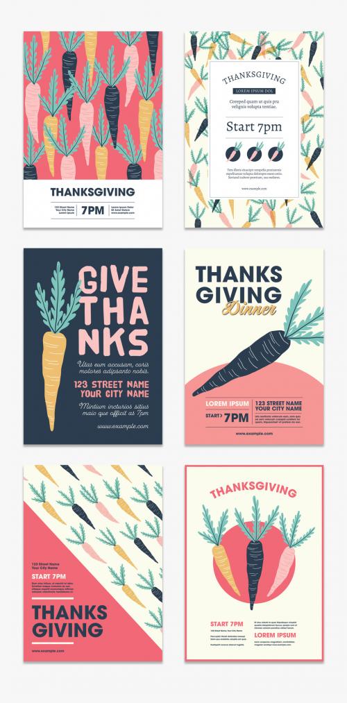 Adobe Stock - Thanksgiving Event Flyer Set with Carrot Illustrations - 288240757