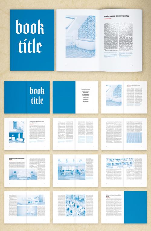 Adobe Stock - Blue Book Layout with Gothic Accents - 288734602