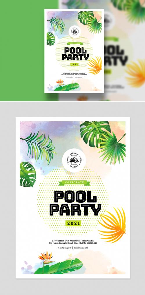 Adobe Stock - Event Poster Layout with Tropical Plant Illustration Elements - 288735440