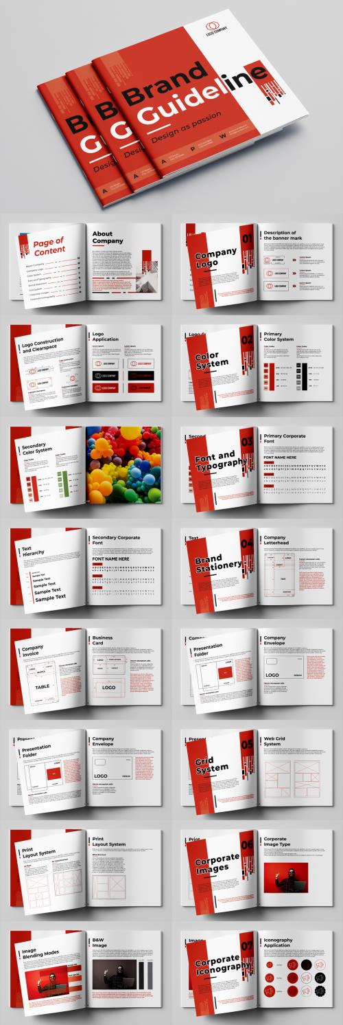 Adobe Stock - Brand Guideline Booklet Layout with Red Accents - 288977103