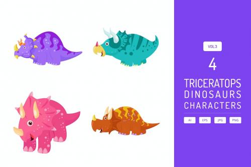 Cute Triceratops - Dinosaurs Character Vol.3