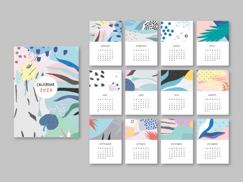 Adobe Stock - Calendar Layout with Floral Elements - 291059993