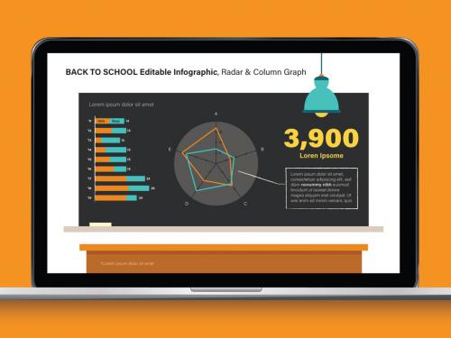 Adobe Stock - School Themed Infographic with Radar and Column Graph - 291523295