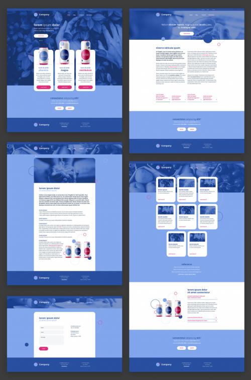 Adobe Stock - Website Design Layout with Blue and Pink Accents - 292385132