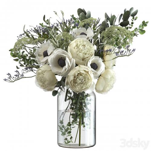 Bouquet with flowers and eucalyptus